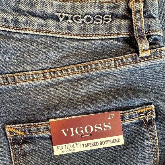 NWT Vigoss Friday Tapered High Rise Boyfriend Jeans Medium Blue Wash Size 26 - Picture 13 of 15